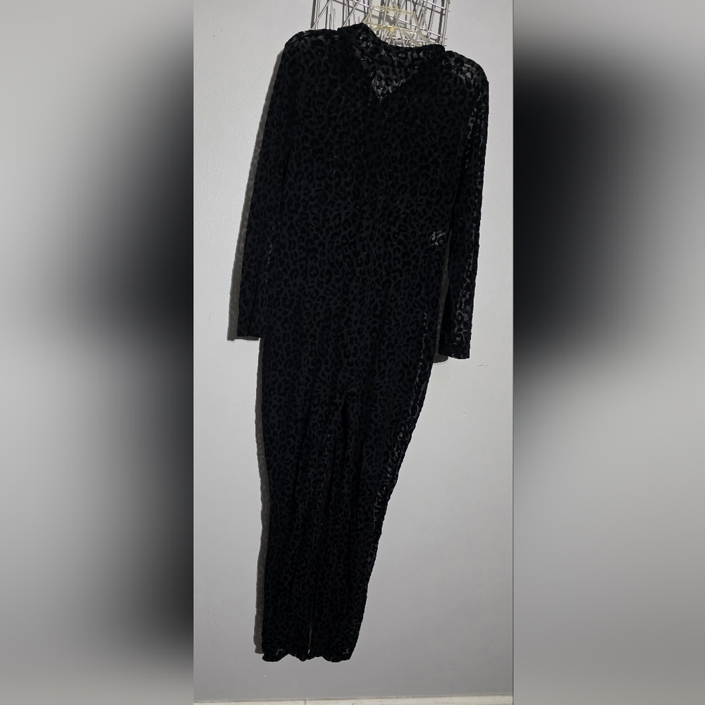 Black Leopard Print Jumpsuit